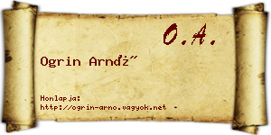Ogrin Arnó névjegykártya